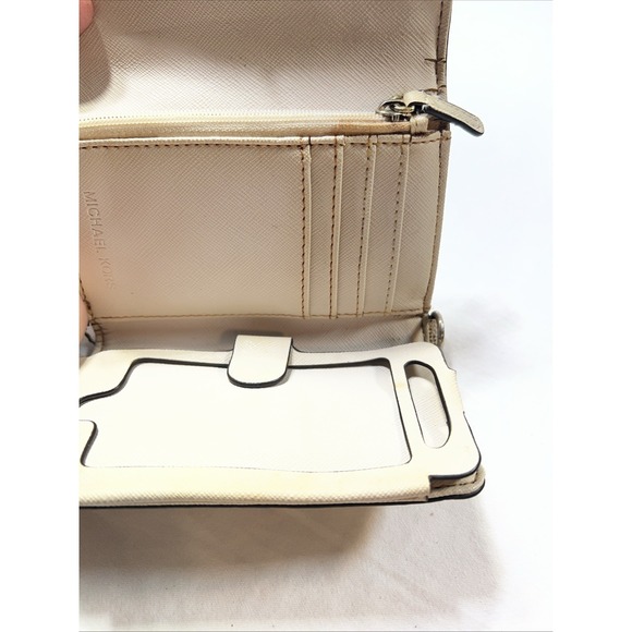 Michael Kors Jet Set Leather Travel Small Smartphone Envelope Wallet White 5.25" - Picture 4 of 8